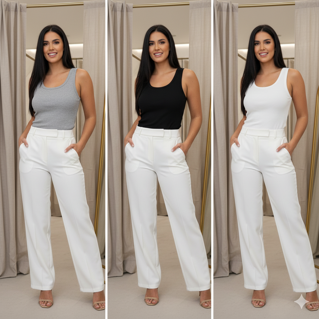 Regatas básicas preta, branca e cinza